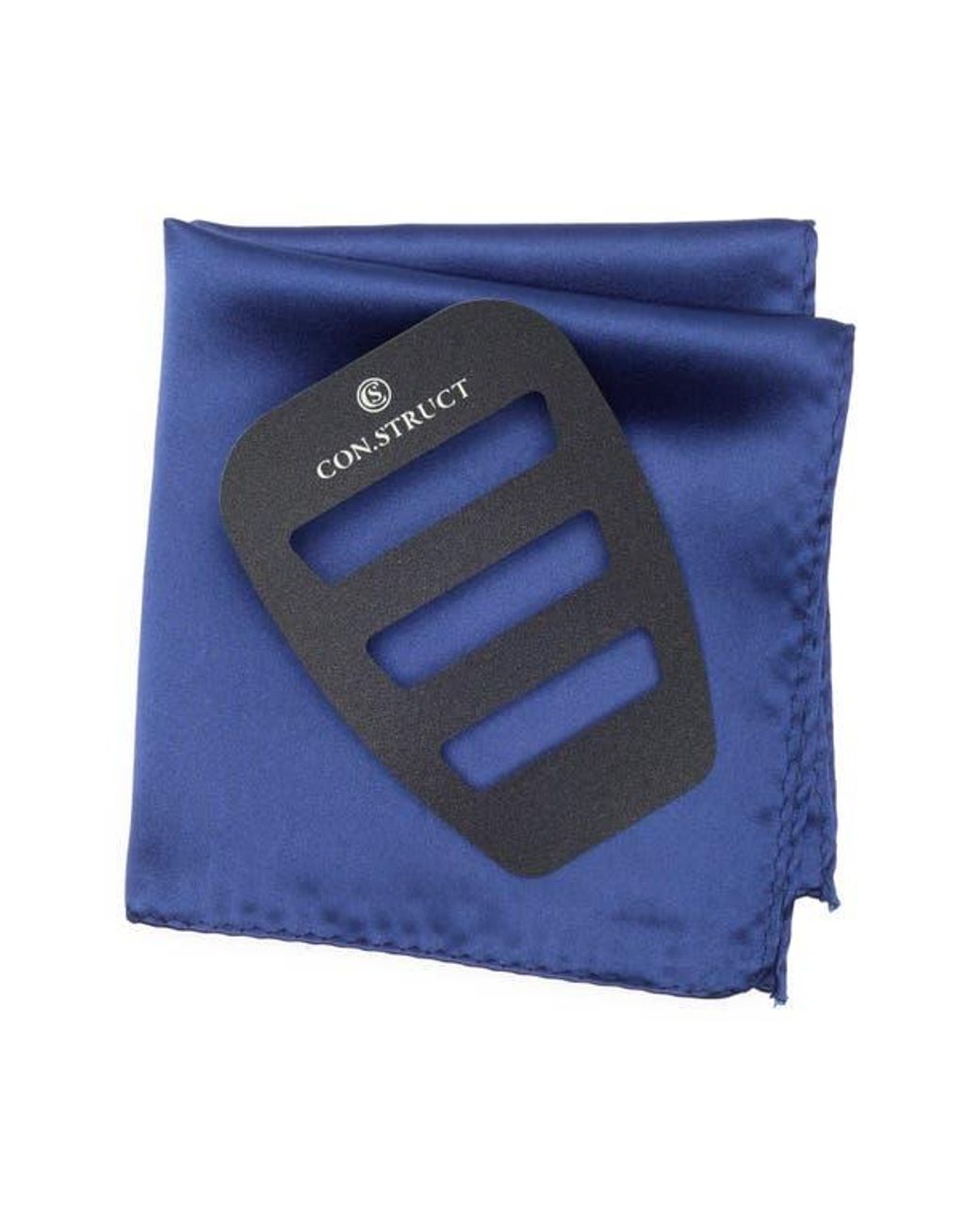 Con.struct Blue Solid Satin Pocket Square for men