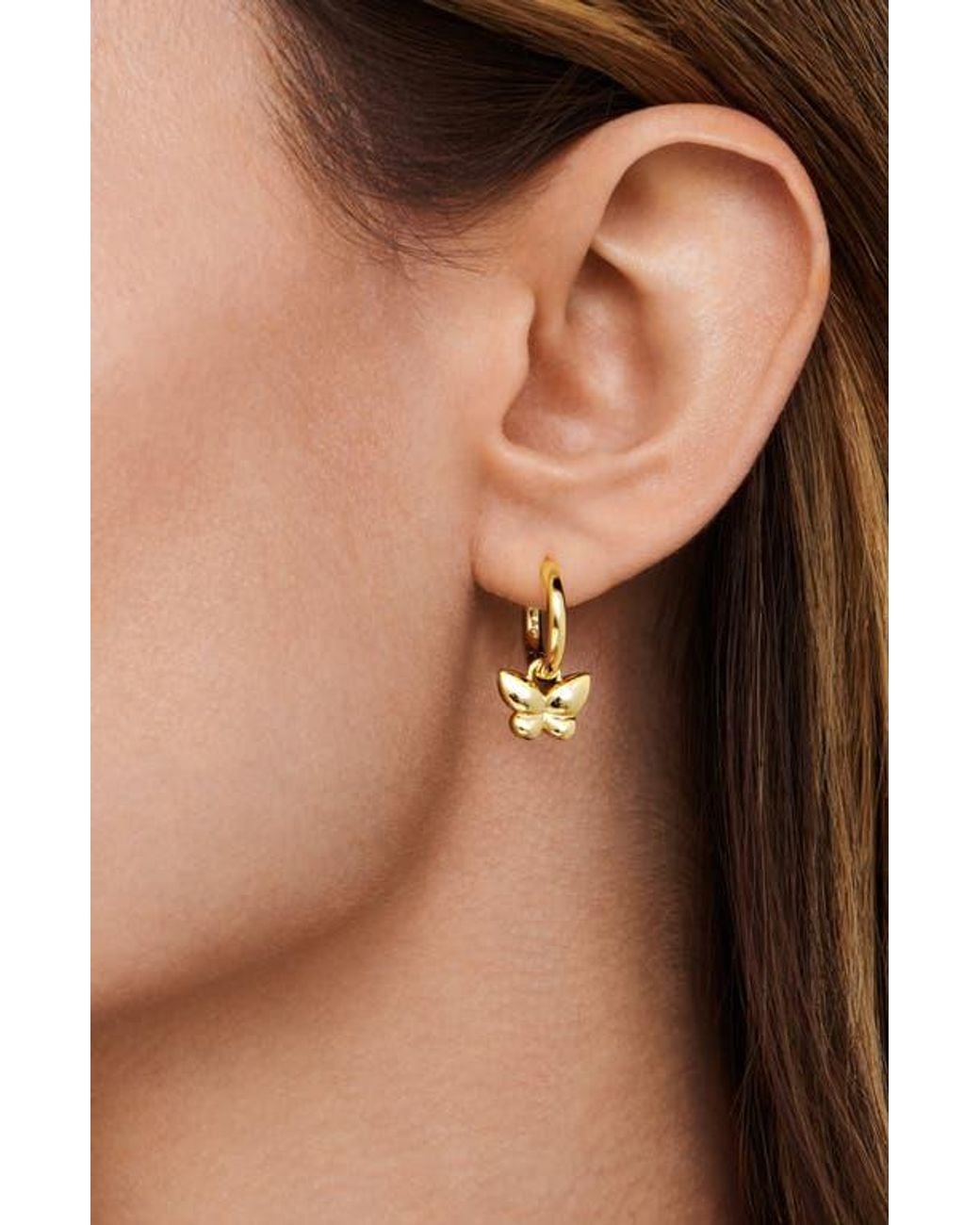 DEVATA Metallic Butterfly Hoop Earrings