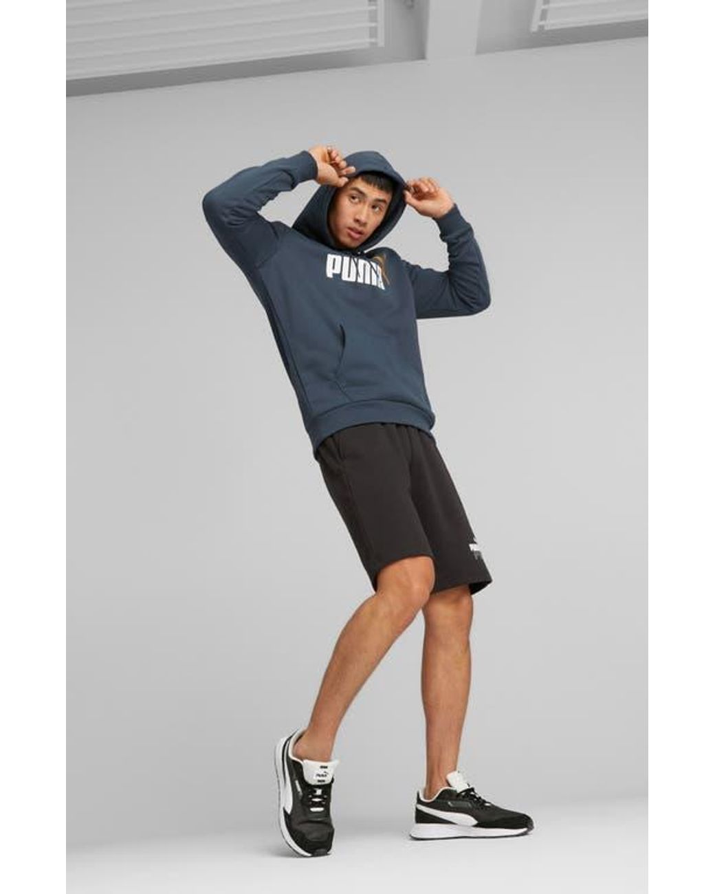 PUMA Blue Essentials Col Logo Hoodie for men