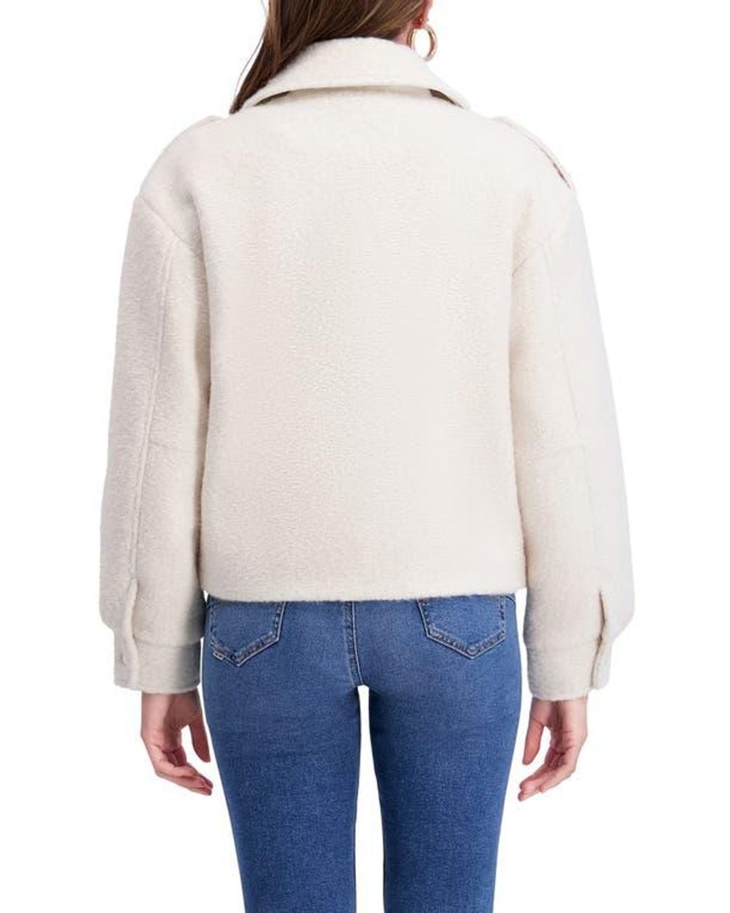 Kensie Gray Bouclé Moto Jacket