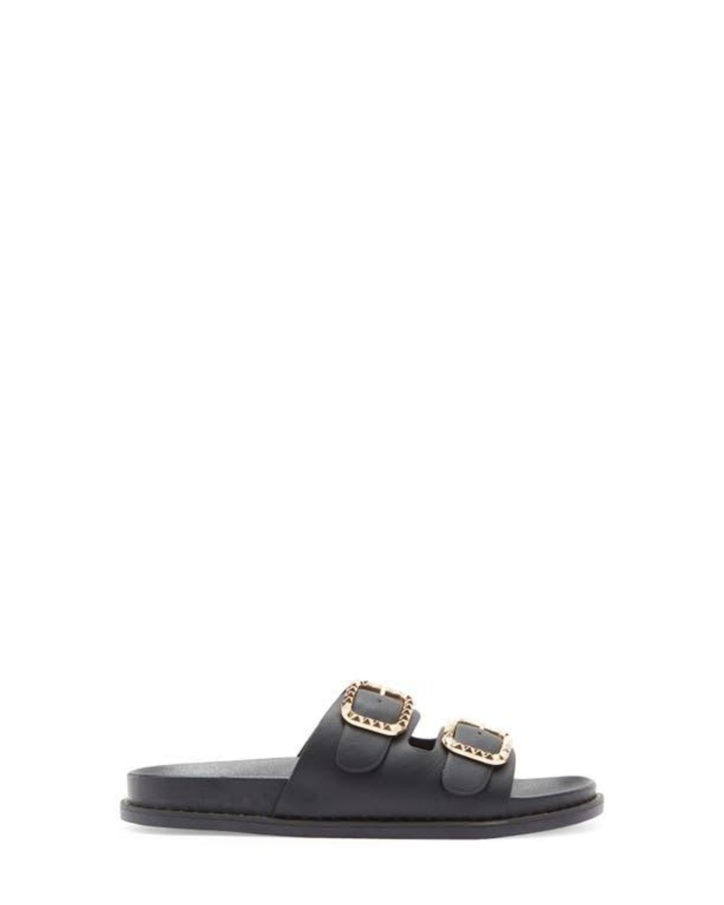 Top Moda Black Sailor Double Strap Slide Sandal
