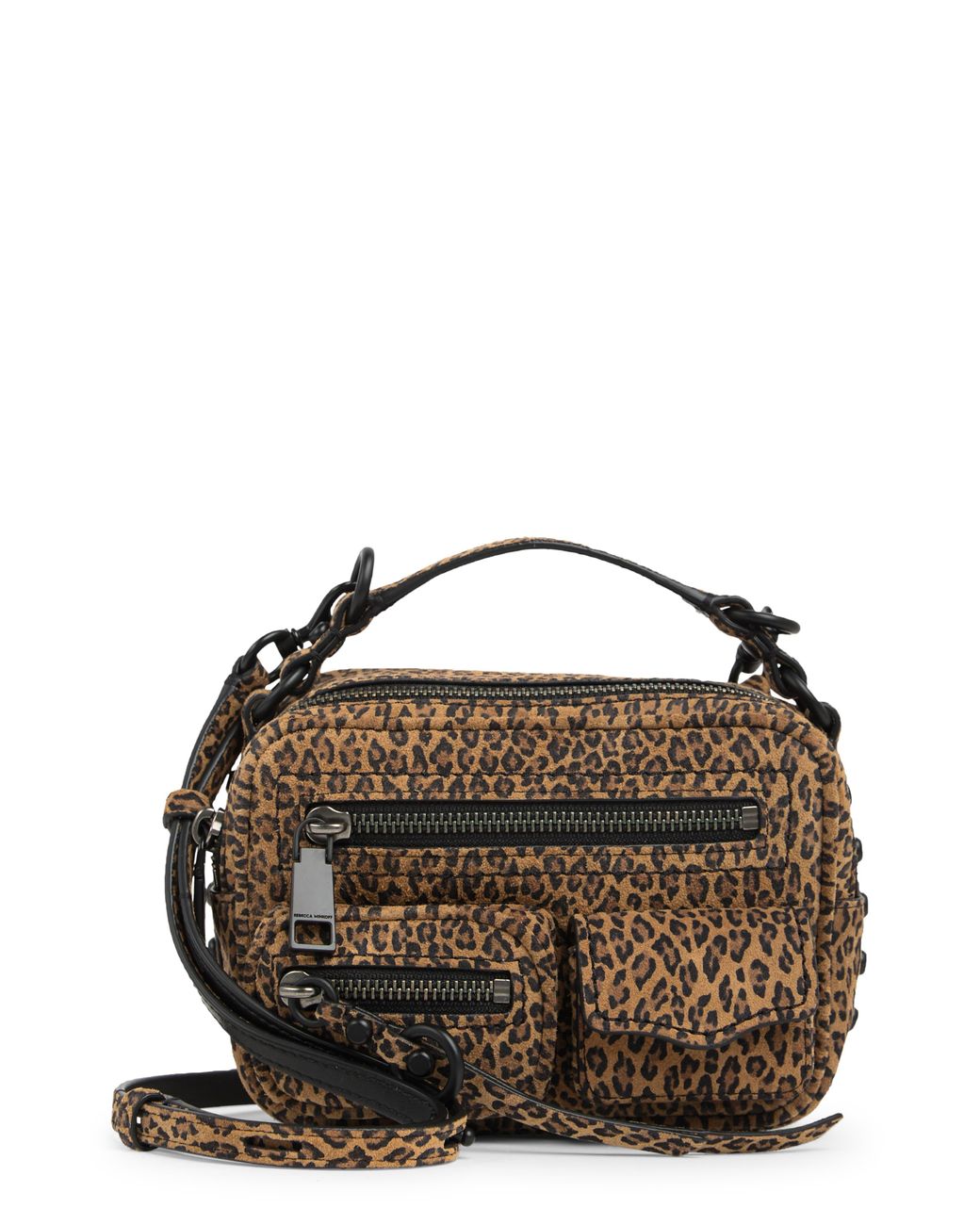 Rebecca Minkoff Jett Mini Boxy Leather Crossbody In Cheetah At