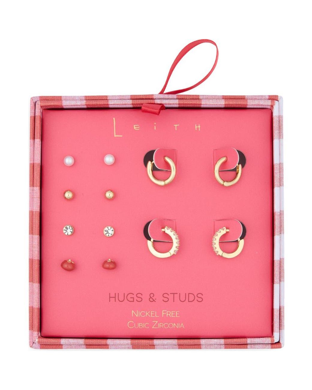 Leith Pink 6-Pack Tomato Assorted Earrings Set