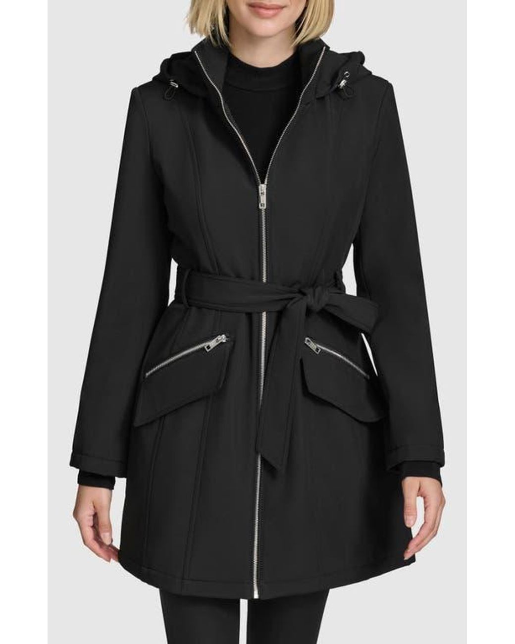 Andrew Marc Belted Water Resistant Trench Coat in Black Lyst
