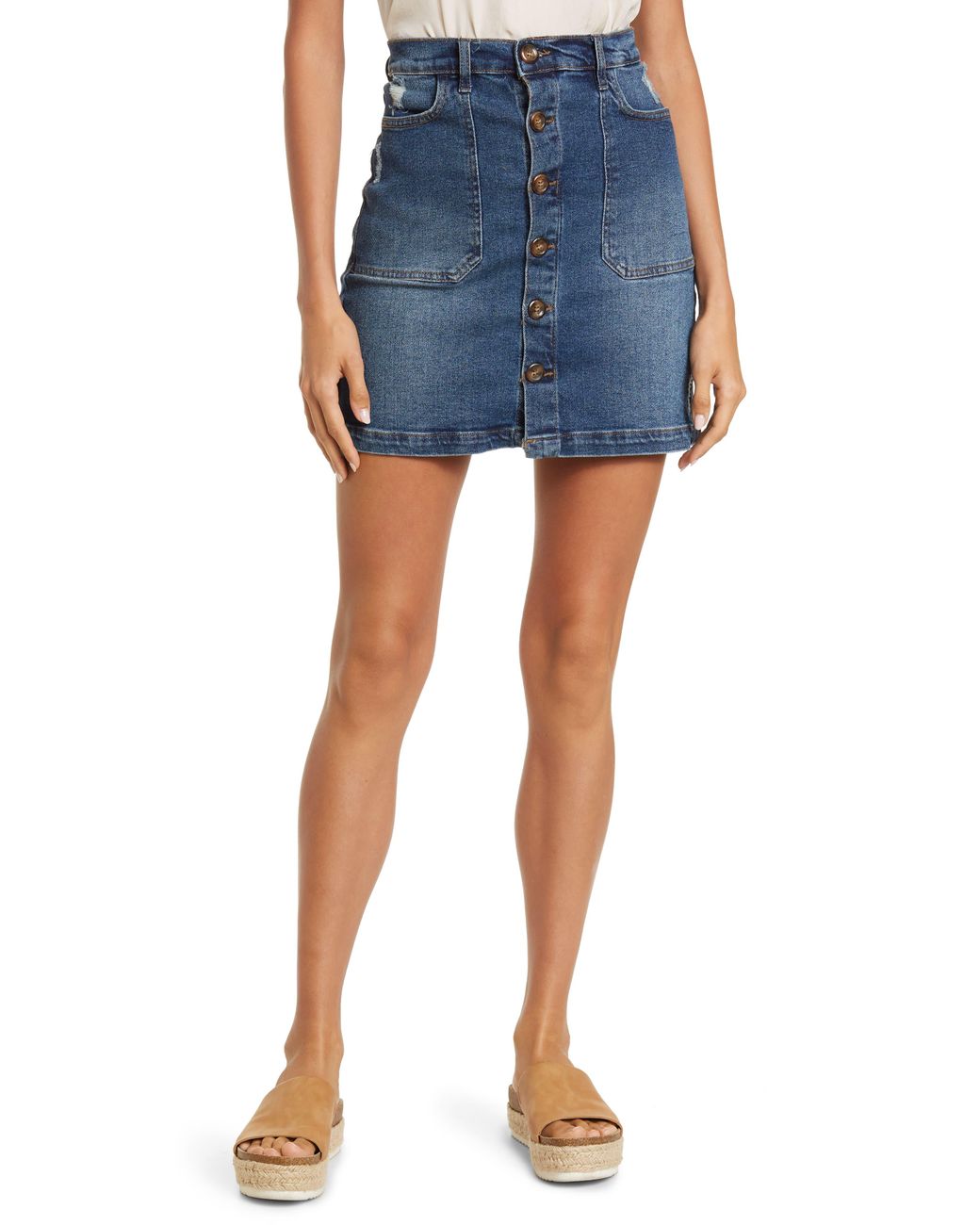 Kensie button 2025 front skirt