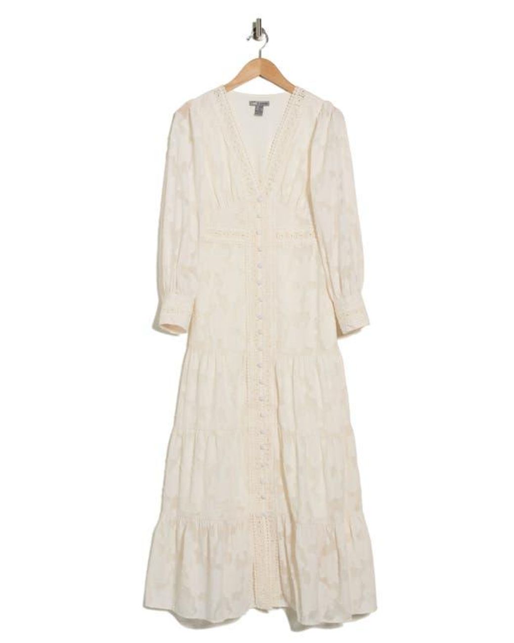 Love By Design Devin Long Sleeve Maxi Dress in Natural | Lyst