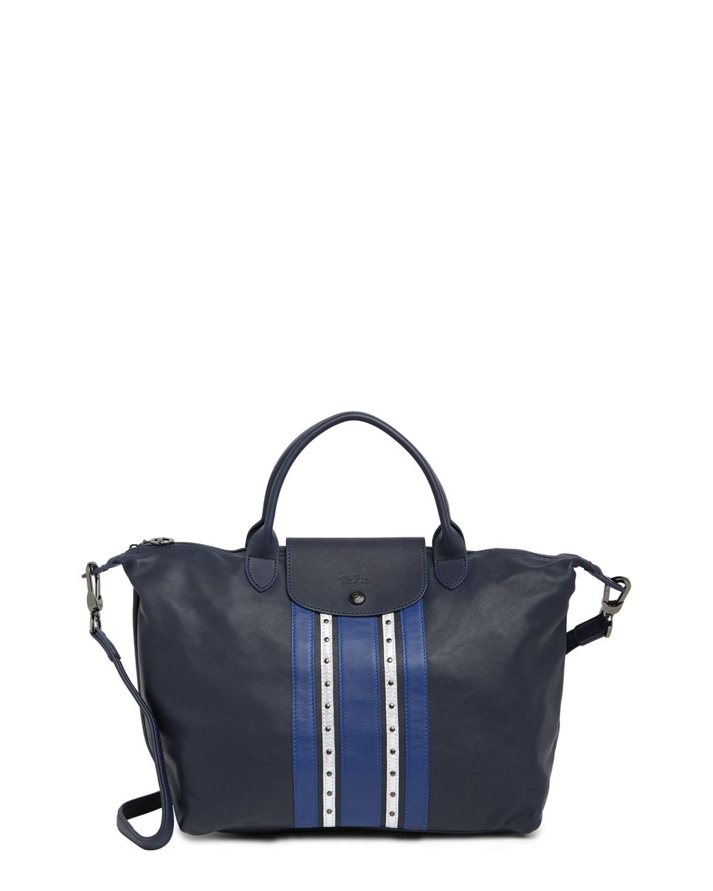 Longchamp Le Pliage Cuir Leather Satchel in Blue Lyst