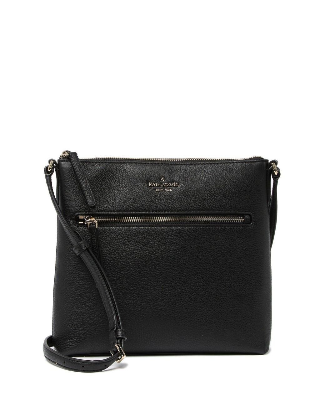 Kate Spade Jackson Top Zip Leather Crossbody Bag in Black | Lyst