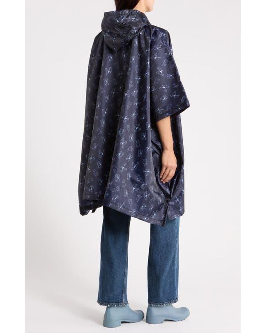 Barbour Blue Packaway Poncho