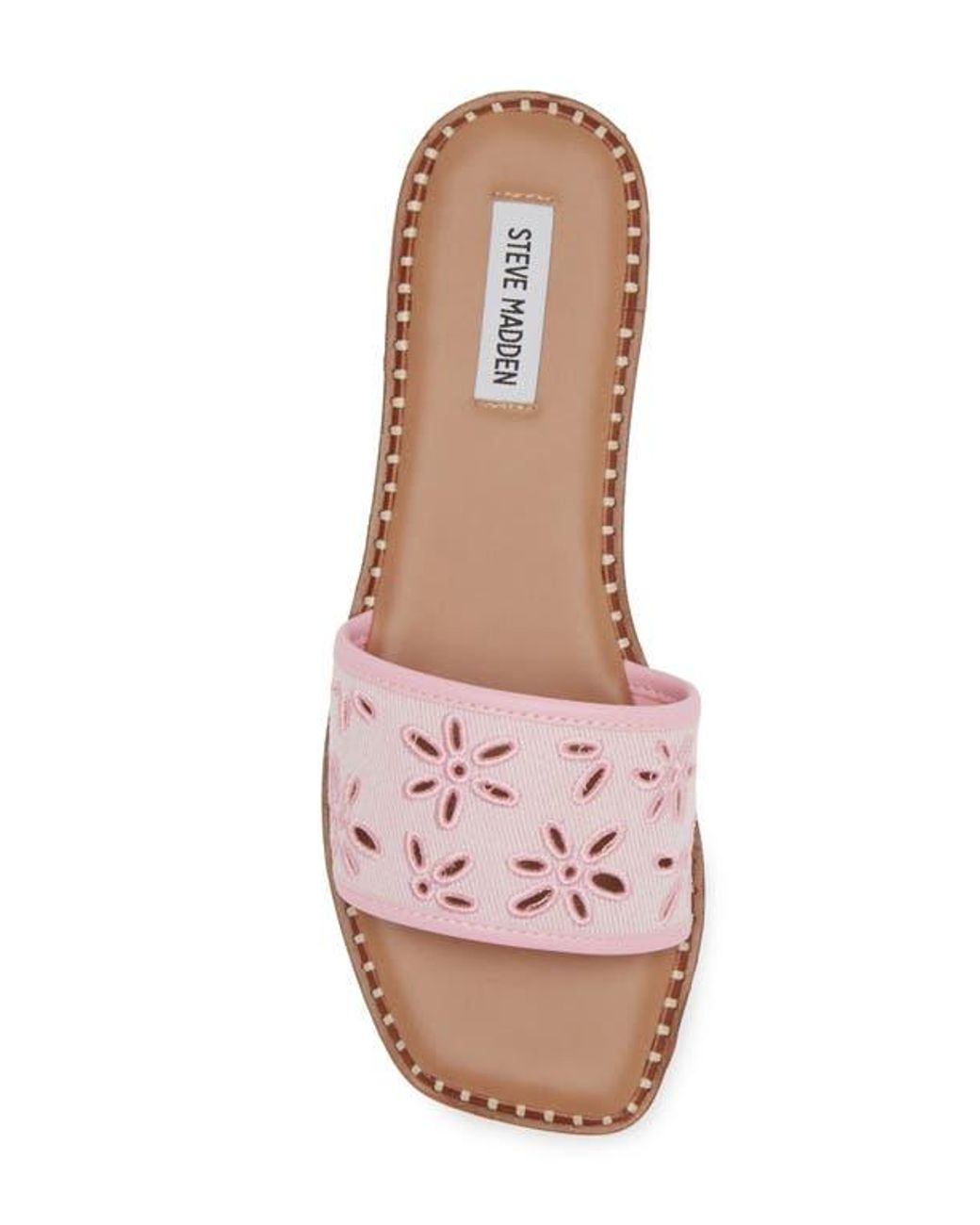 Steve Madden Nolitta Embroidered Eyelet Slide Sandal in Pink | Lyst