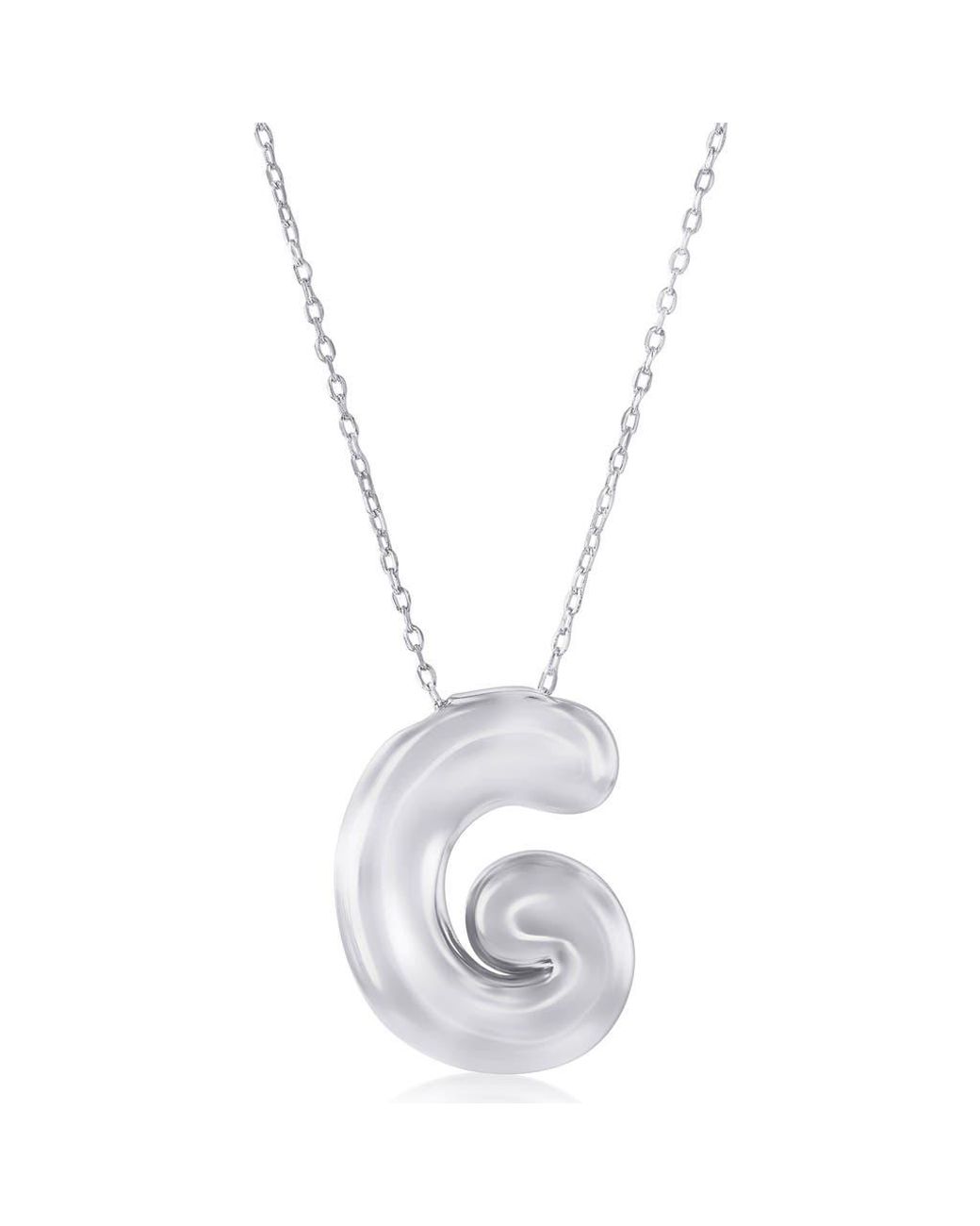 Simona White Bubble Initial Pendant Necklace