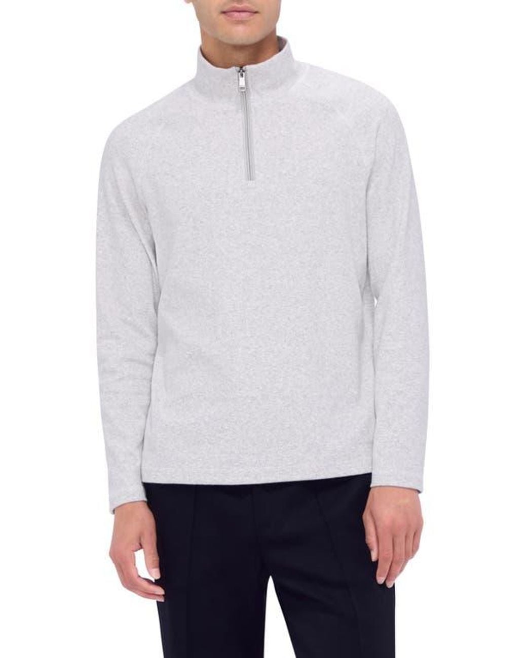 Bugatchi White Quarter Zip Pullover for men