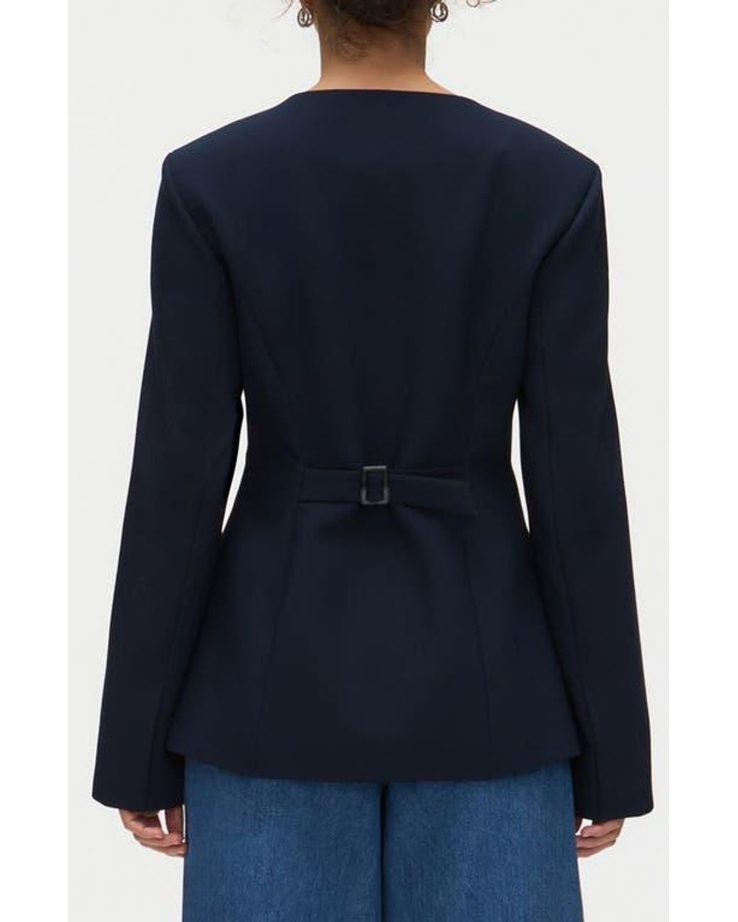 ALIGNE Blue Daphne Collarless Jacket