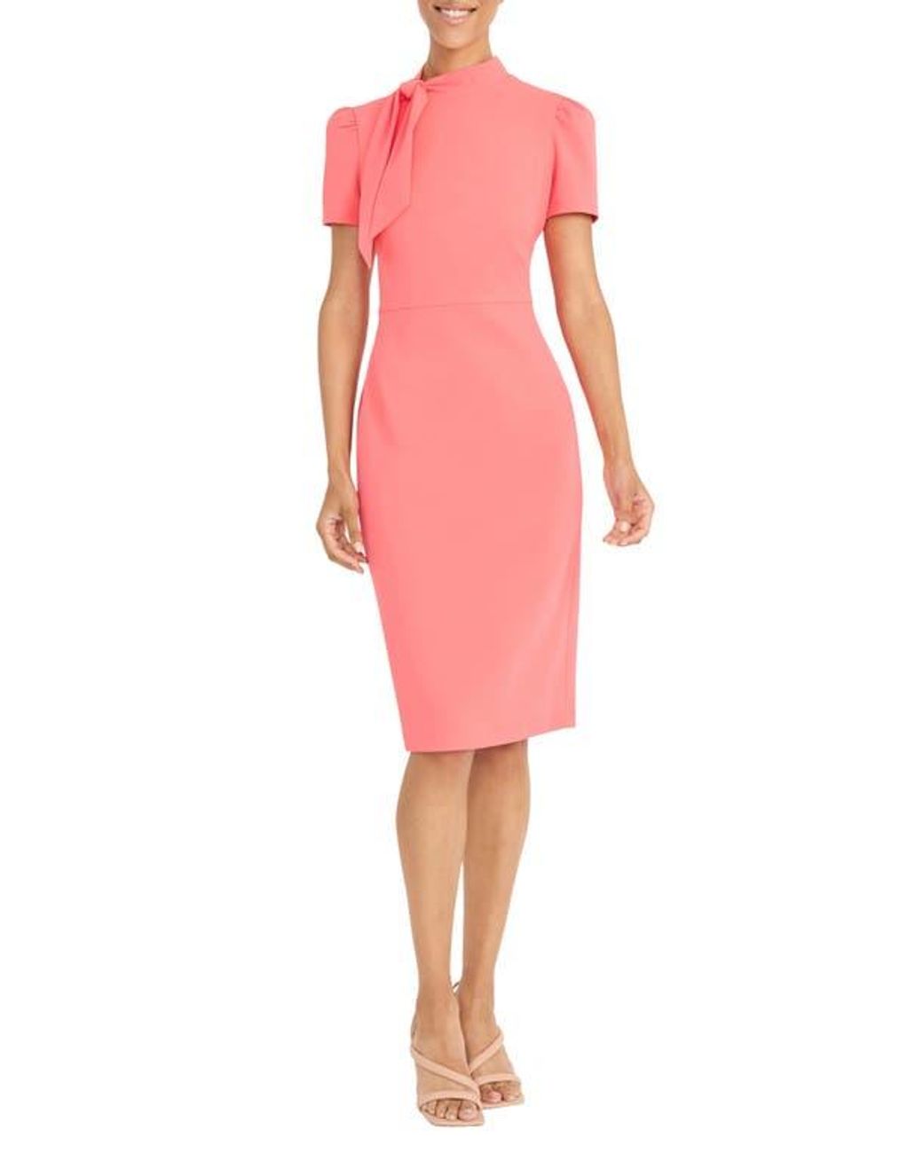 ワンピース Maggy London Tie Neck Puff Sleeve Scuba Crepe Dress Maggy London Tie Neck Puff Sleeve Scuba Crepe Dress