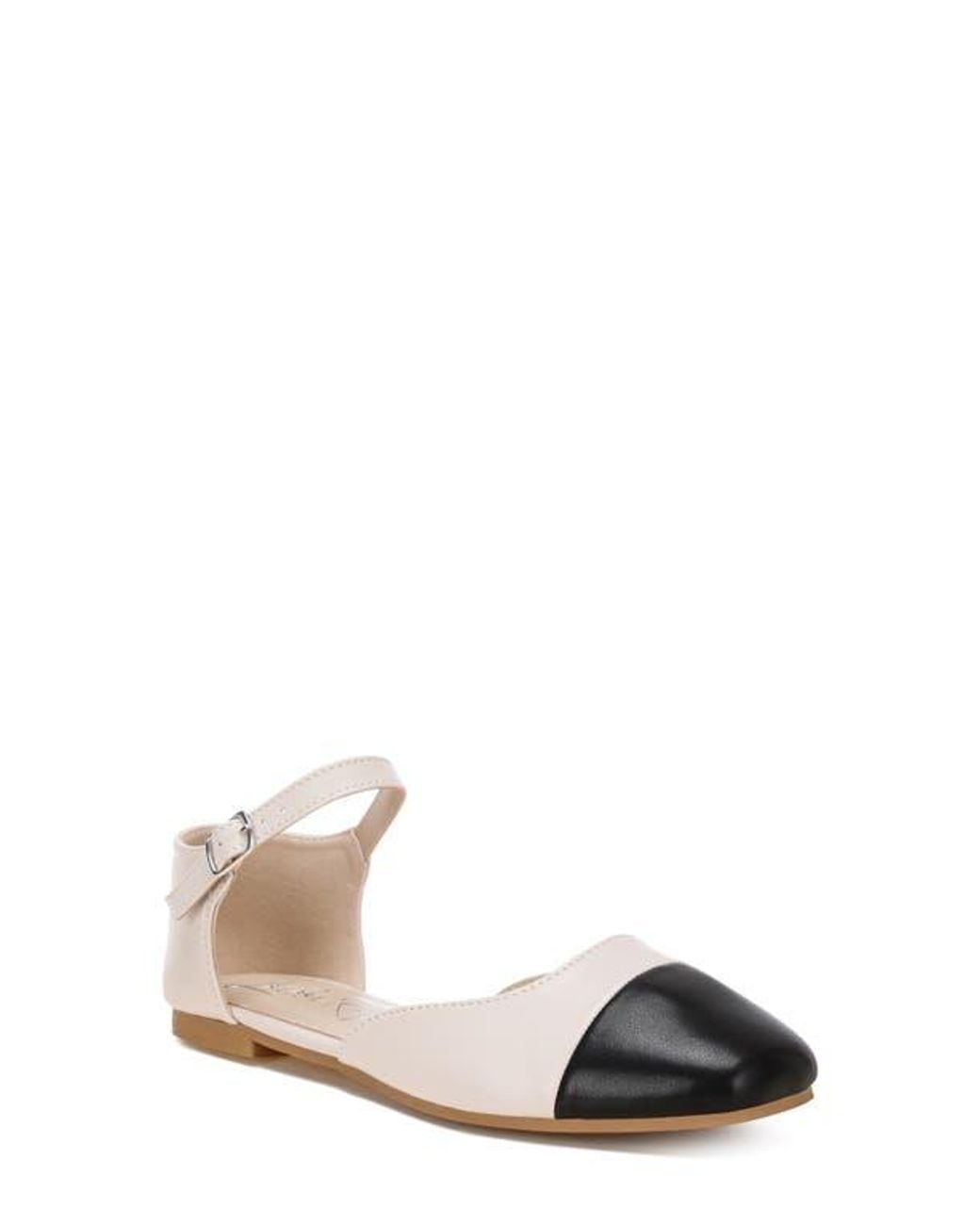 LONDON RAG White Clevea Cap Toe Flat