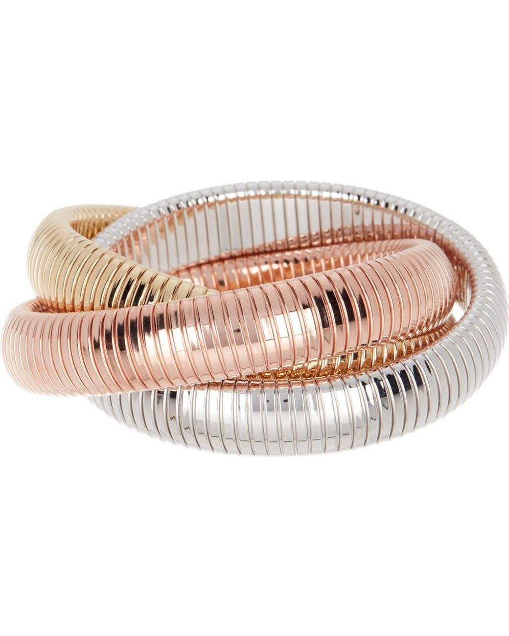 Meshmerise Tri Color Twisted Cable Cuff Bangle in Pink Lyst