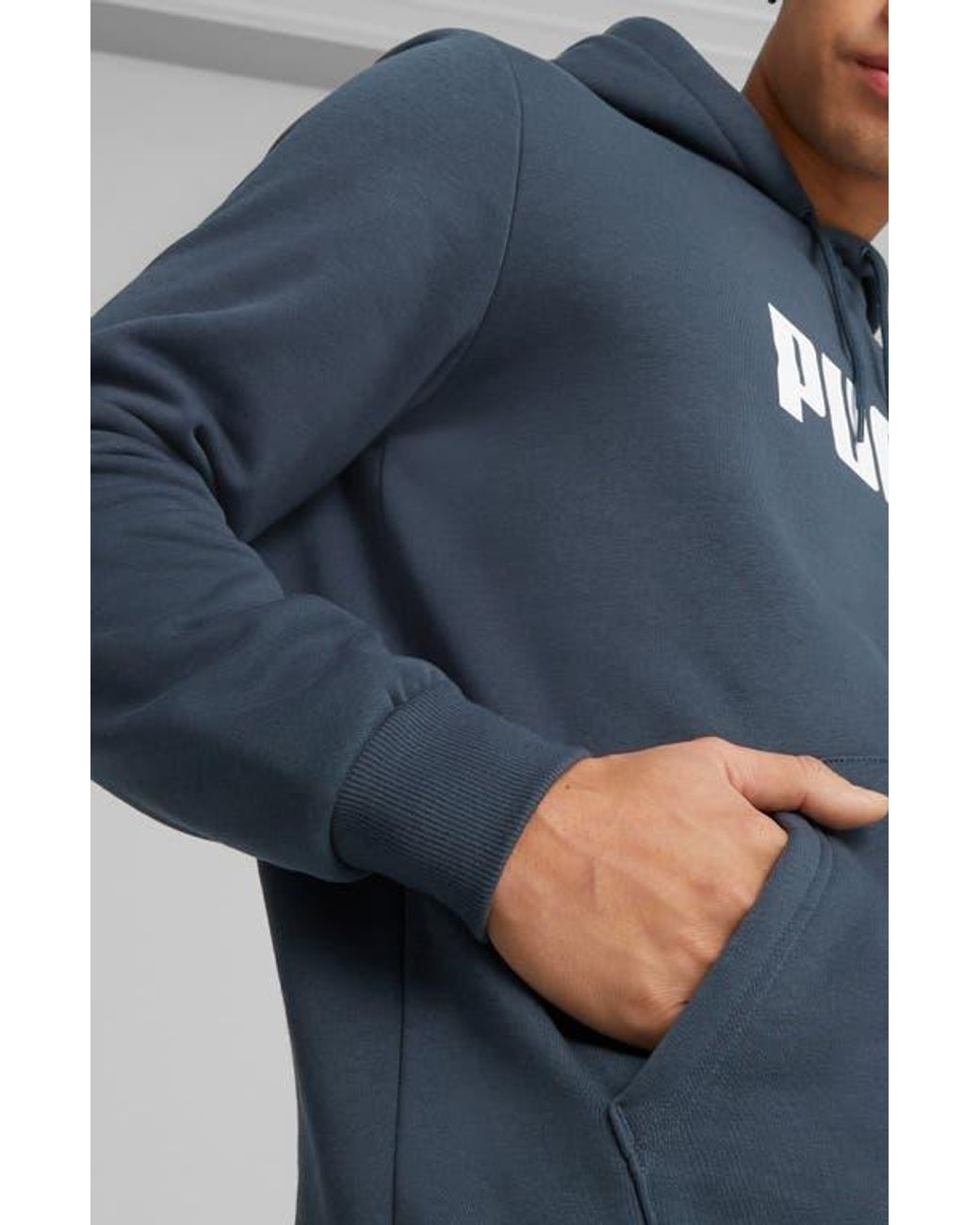 PUMA Blue Essentials Col Logo Hoodie for men
