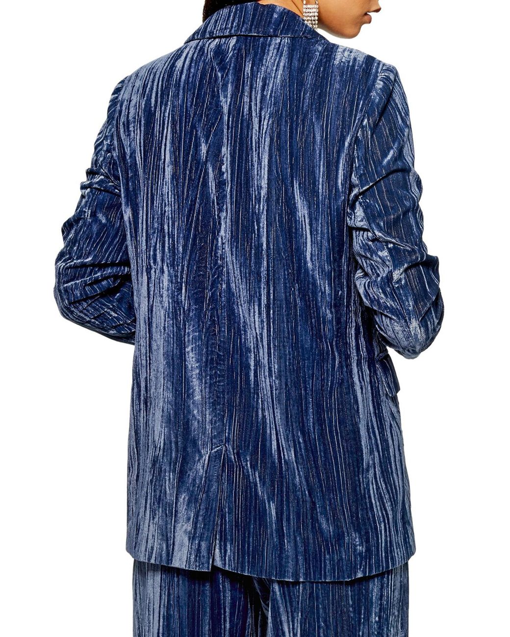 TOPSHOP Crinkle Velvet Jacket in Blue Lyst