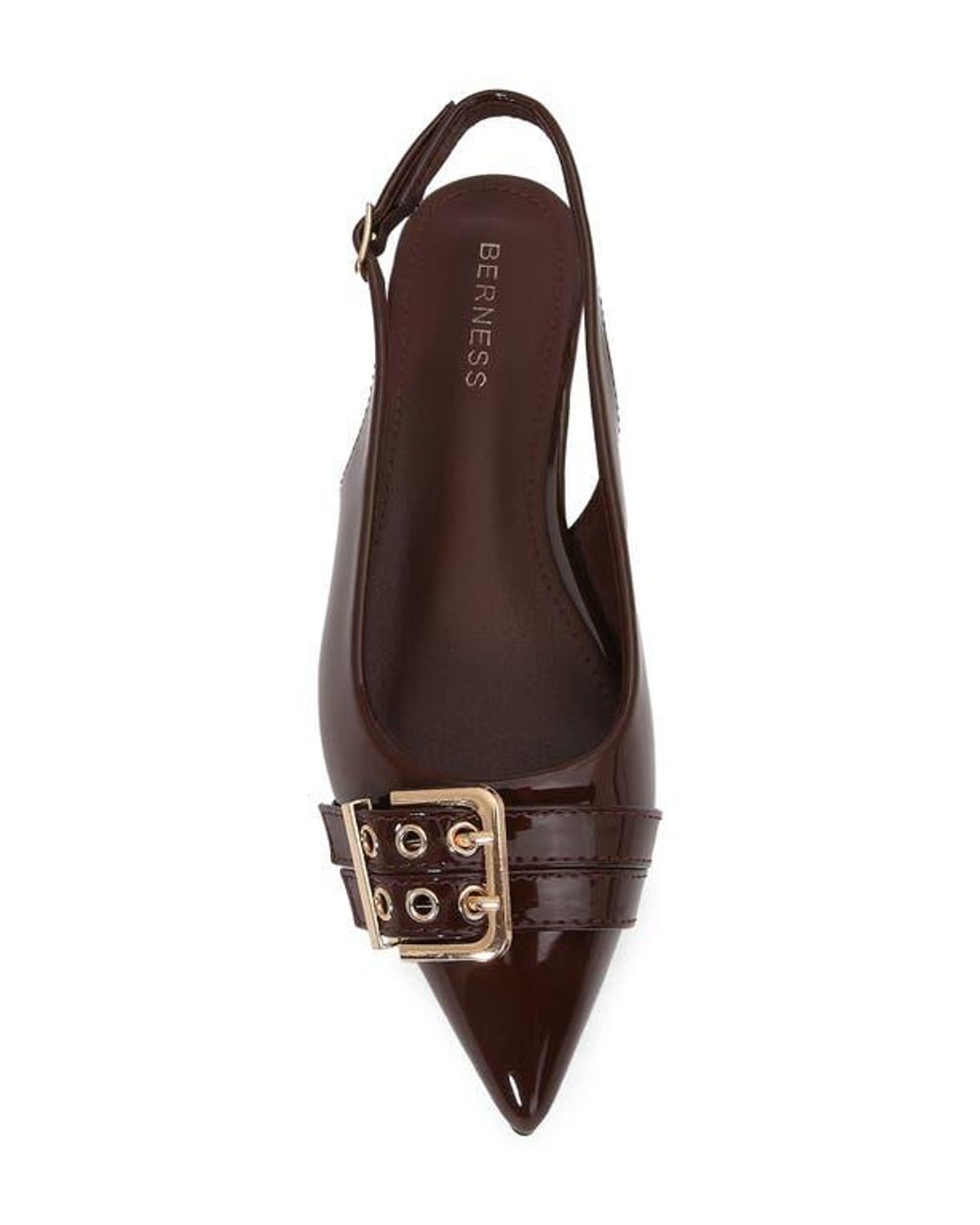 BERNESS Brown Buckle Slingback Pointed Toe Flat