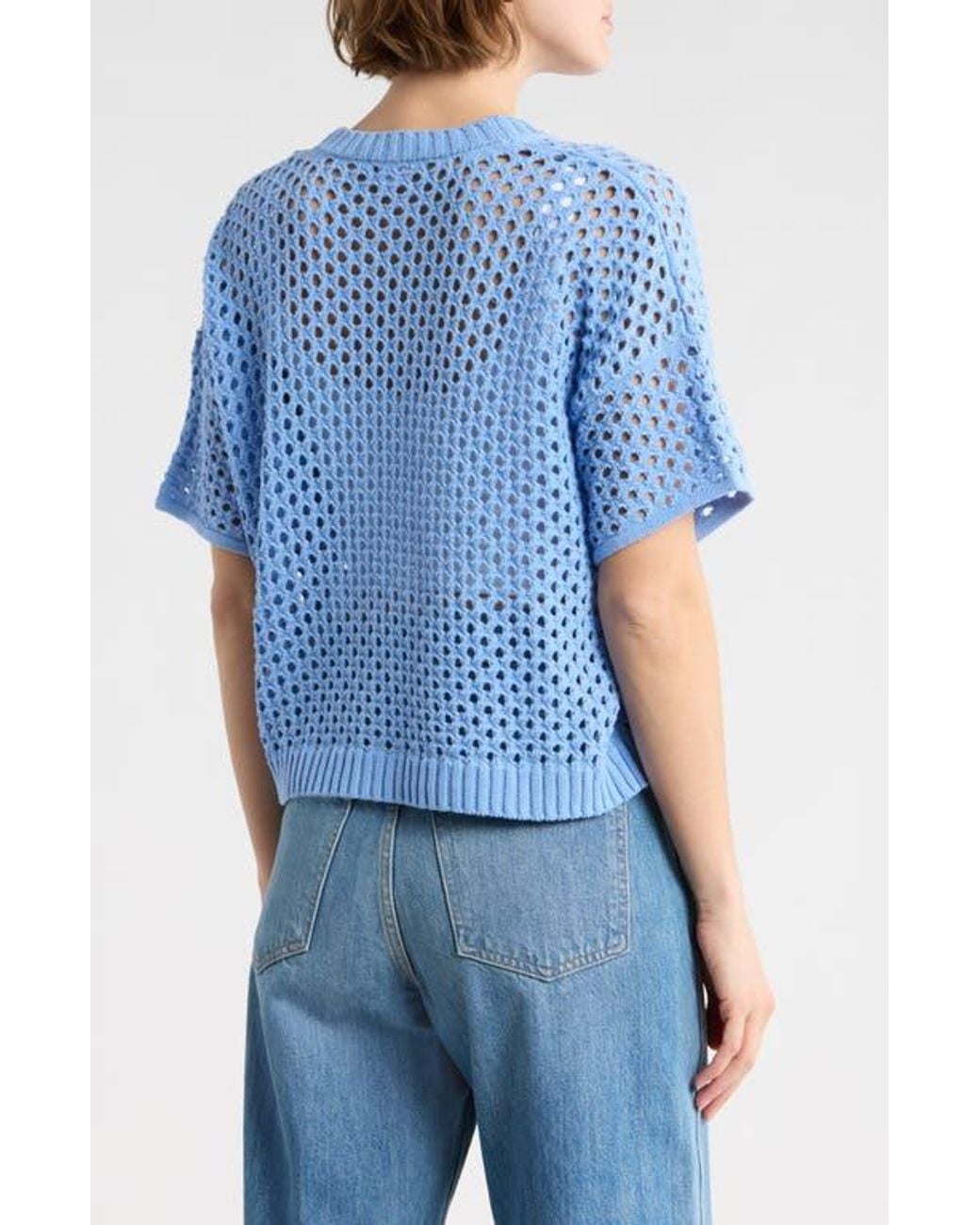 Splendid Blue Nina Pointelle Short Sleeve Cardigan