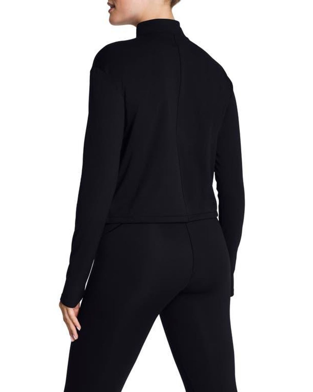 Spanx Black Brushed Full Zip Jacket