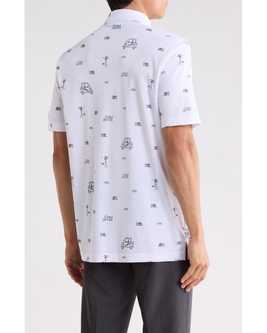 Travis Mathew White Golf Sucks Performance Polo for men