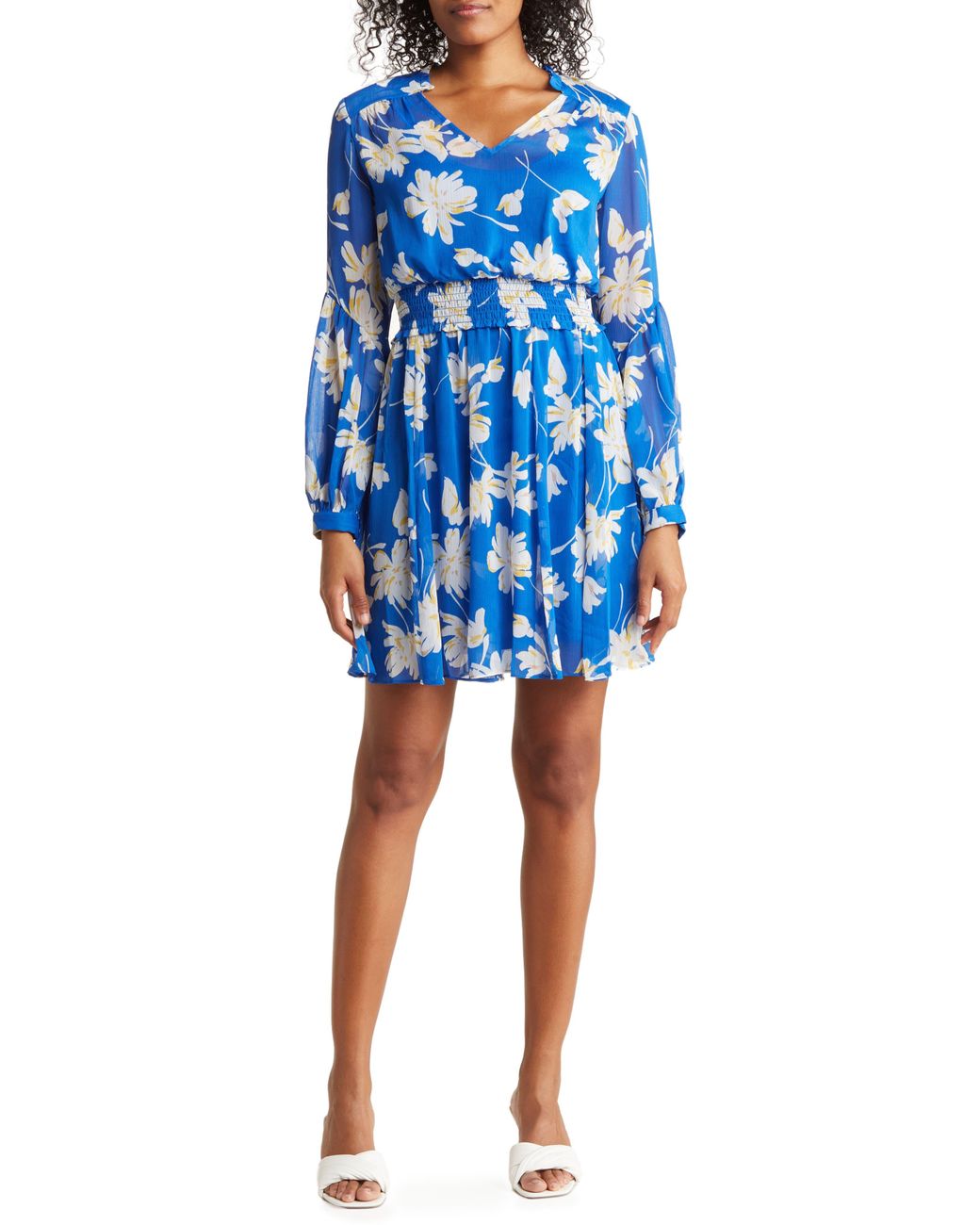 Tommy Hilfiger Camille Floral Print Chiffon Dress in Blue | Lyst