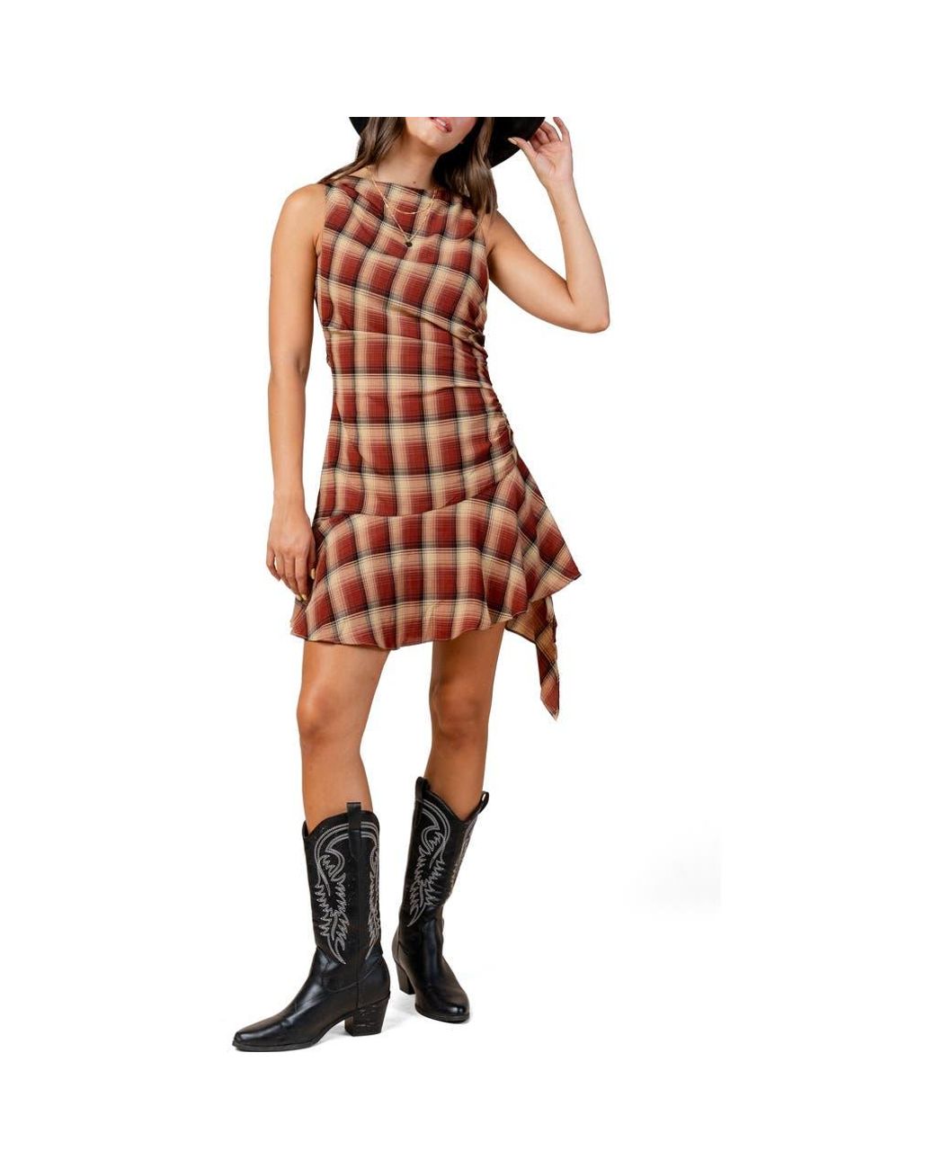 Beivy Plaid Asymmetric Dress