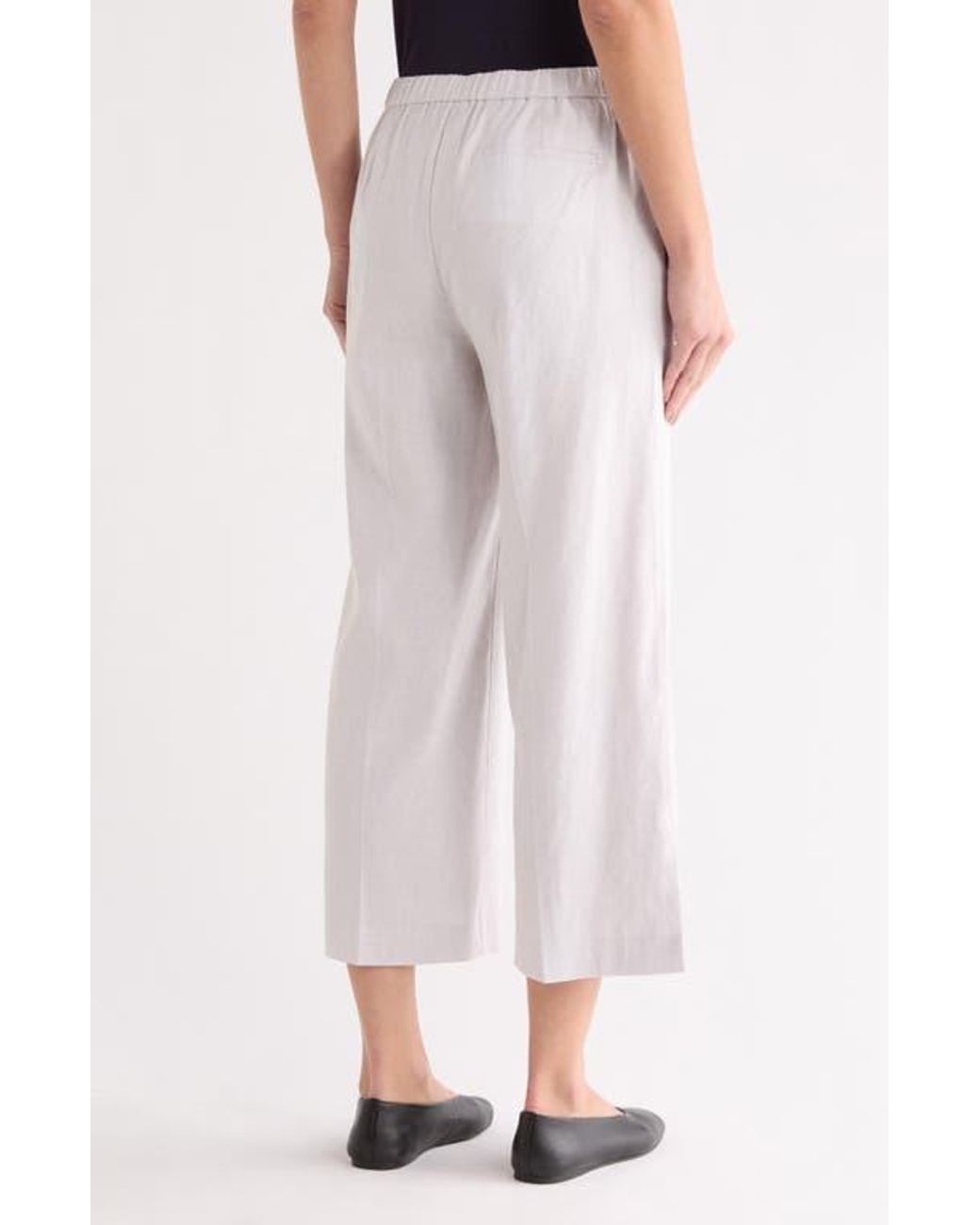 Theory White Sharkskin Pull-On Wide Leg Pants