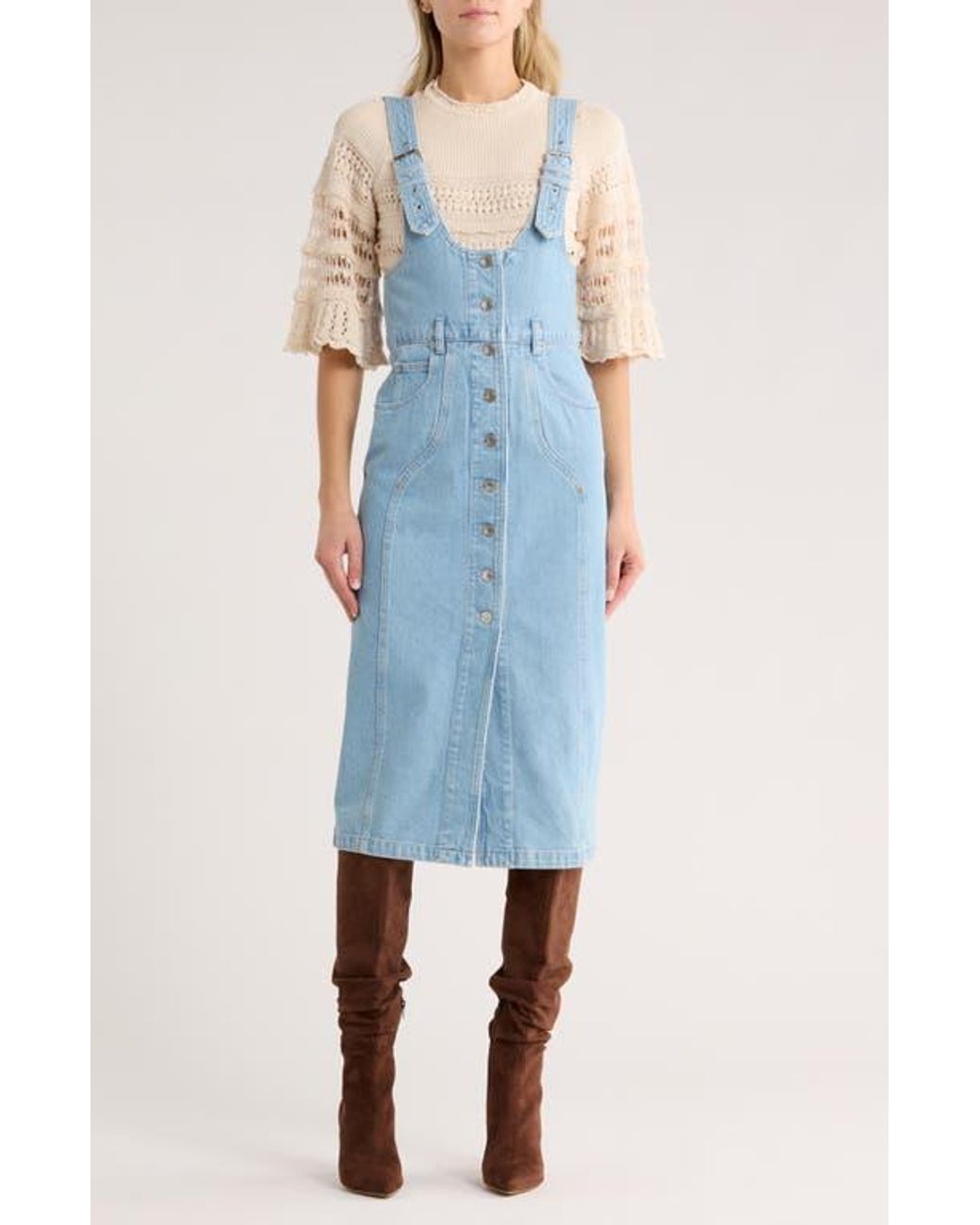 Isabel Marant Filipine Pinafore Denim Dress in Blue