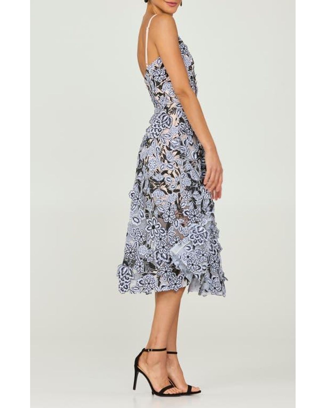 HELSI Mia Plunge Embroidered Midi Dress in Blue | Lyst