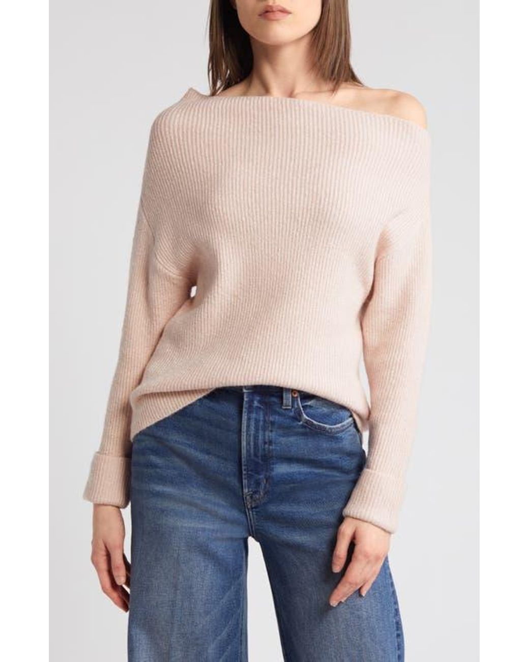 Treasure & Bond One-Shoulder Rib Sweater in Blue | Lyst
