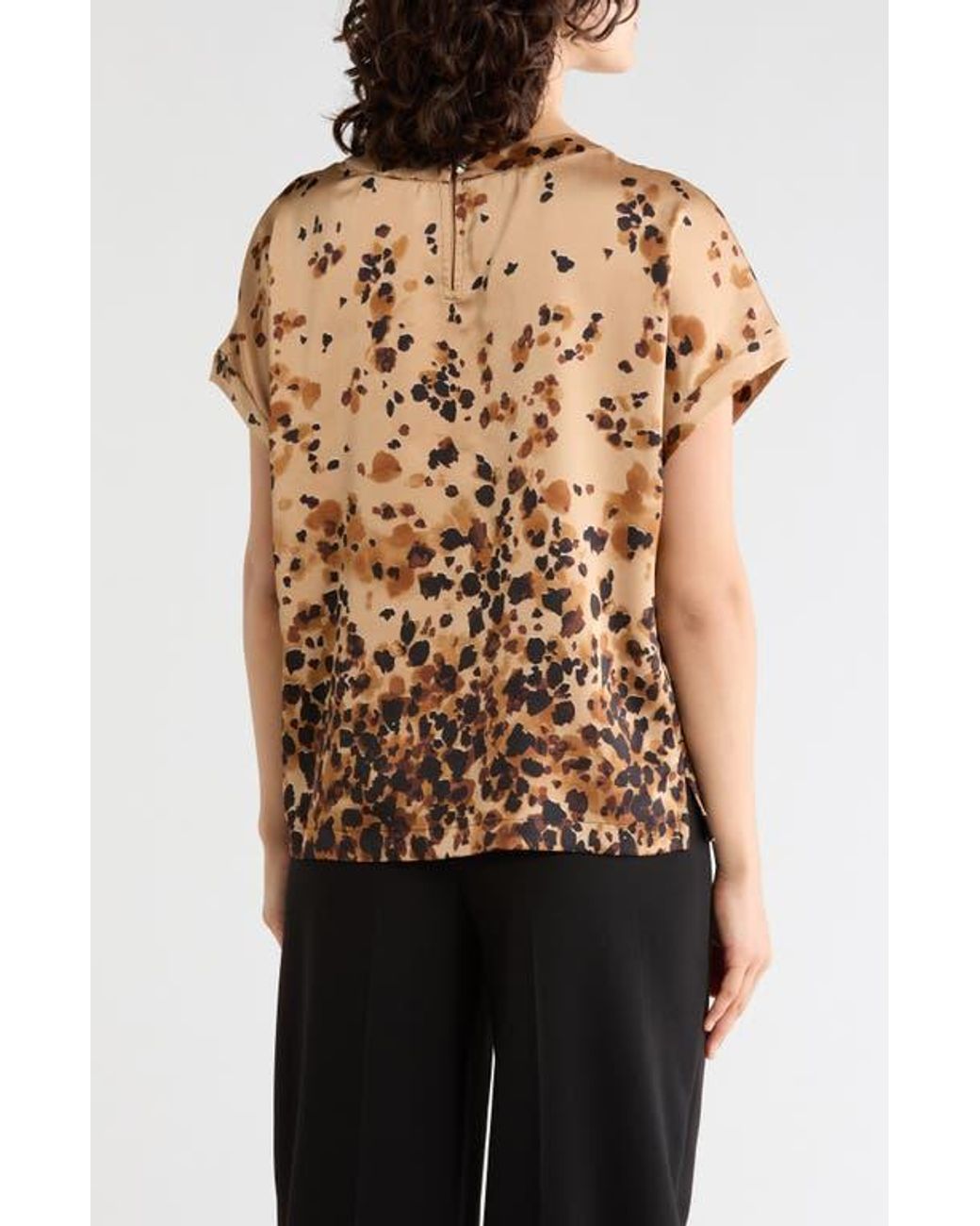 DKNY Multicolor Printed Satin Top