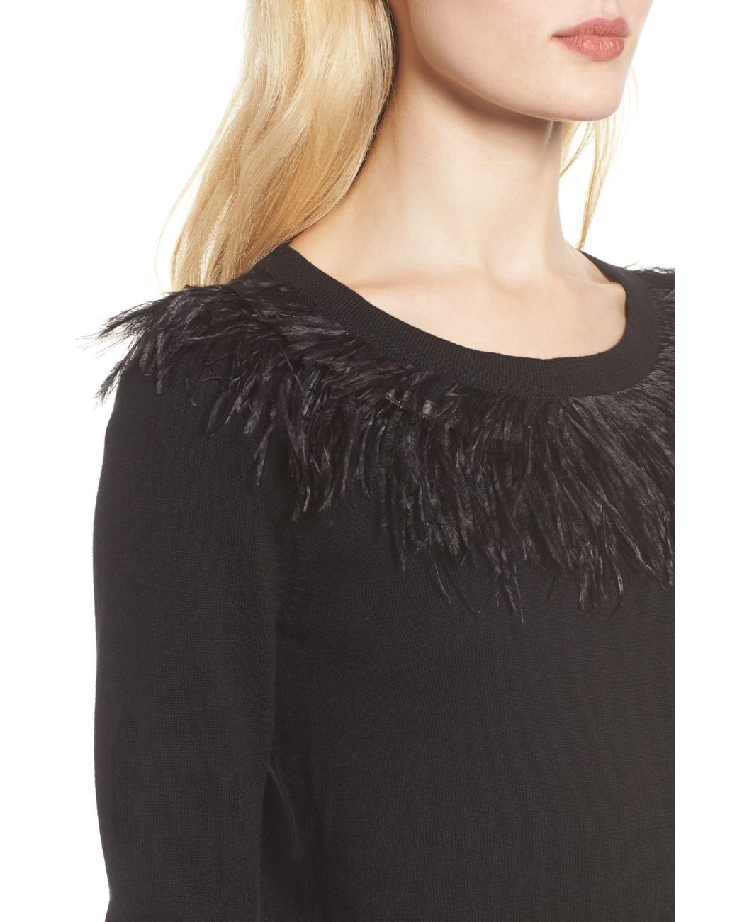 Ostrich Feather Collar Sweater 