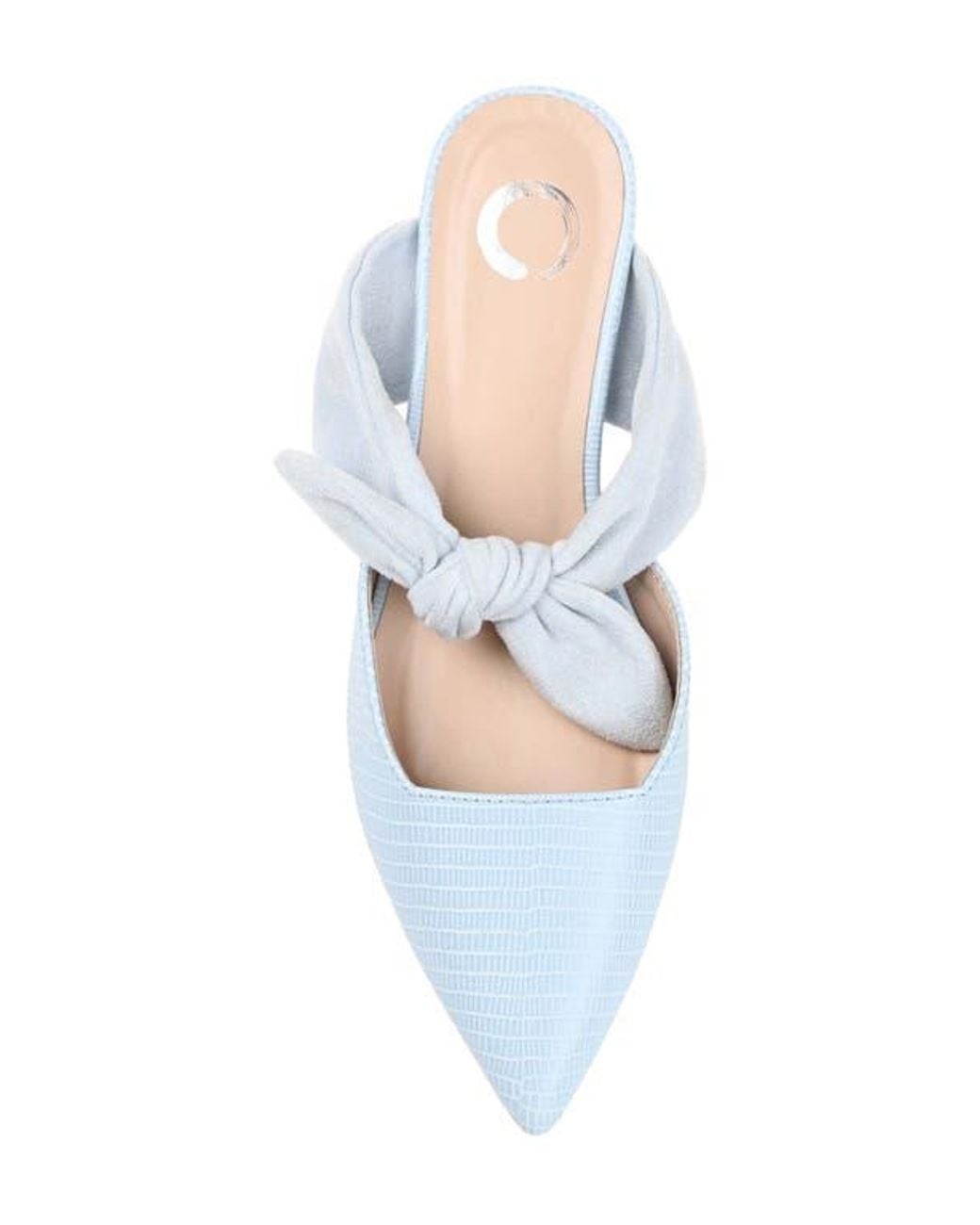 Journee Collection Blue Lizard-Embossed Mule Slip-On Flats