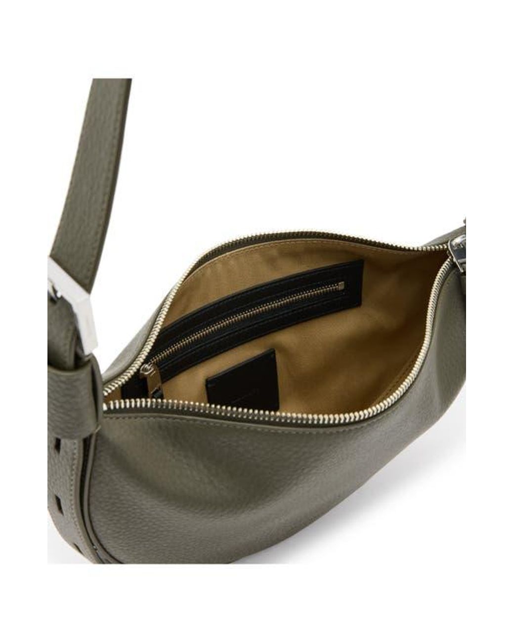 バッグ ALLSAINTS HALF MOON LEATHERCROSSBODY BAG AllSaints Half Moon Leather Crossbody Bag in Metallic | Lyst