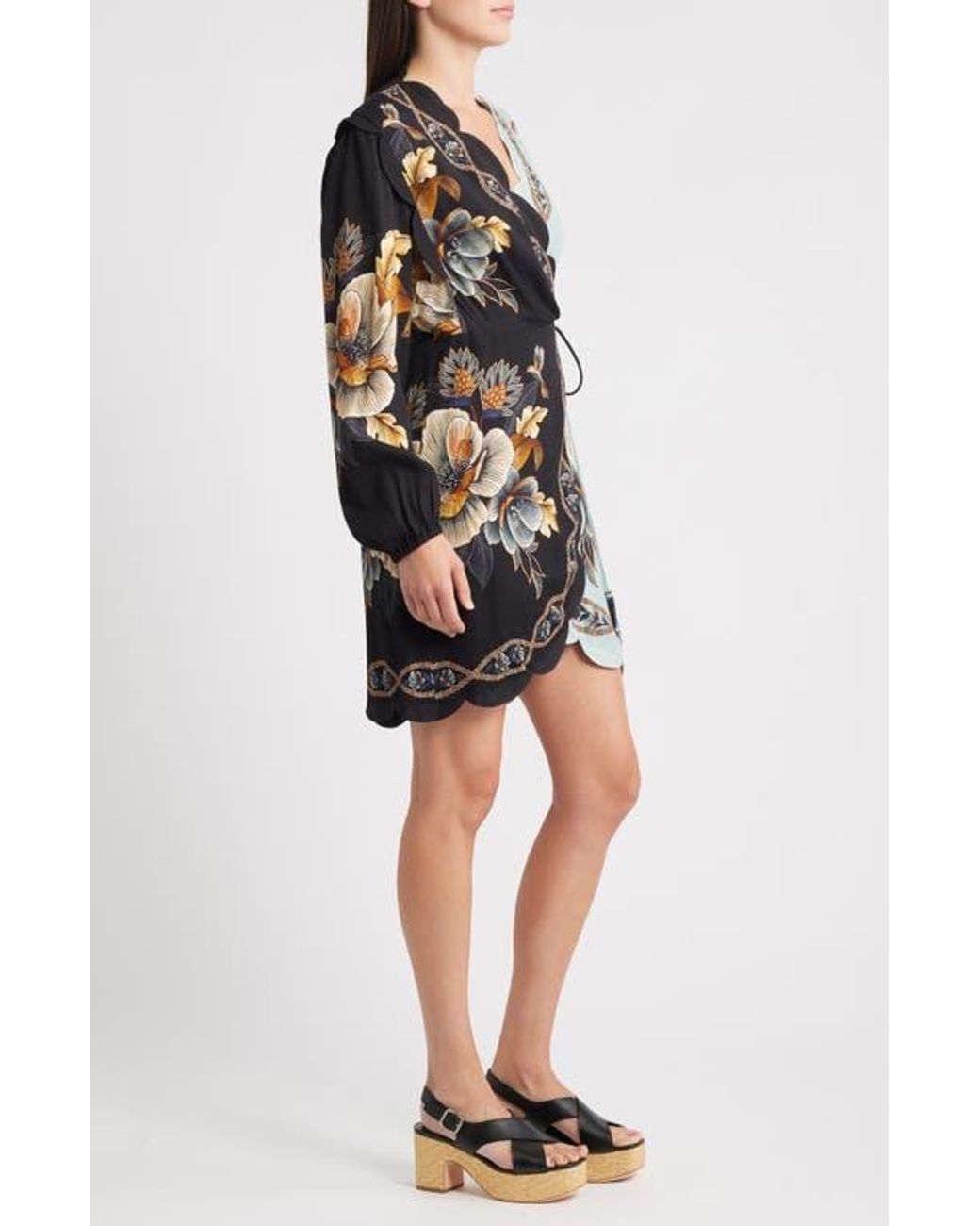 FARM Rio Snake Garden Mix Print Long Sleeve Wrap Dress in Black | Lyst FARM Rio Snake Garden Mix Print Long Sleeve Wrap Dress in Black | Lyst