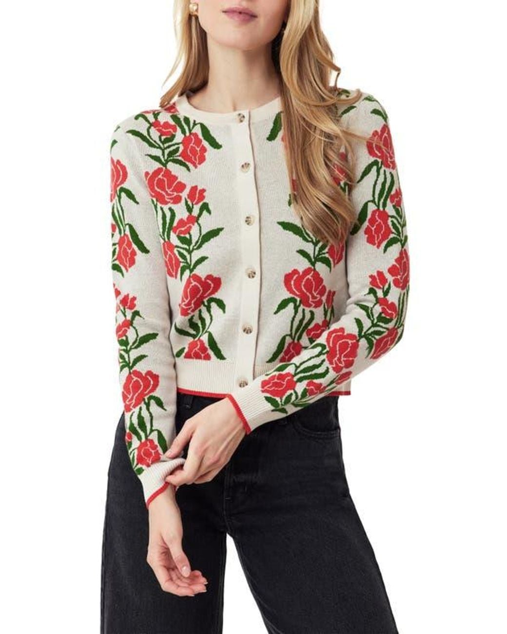 Sweater R Scotch & Soda Poinsettia Intarsia Crewneck Sweater in Red | Lyst