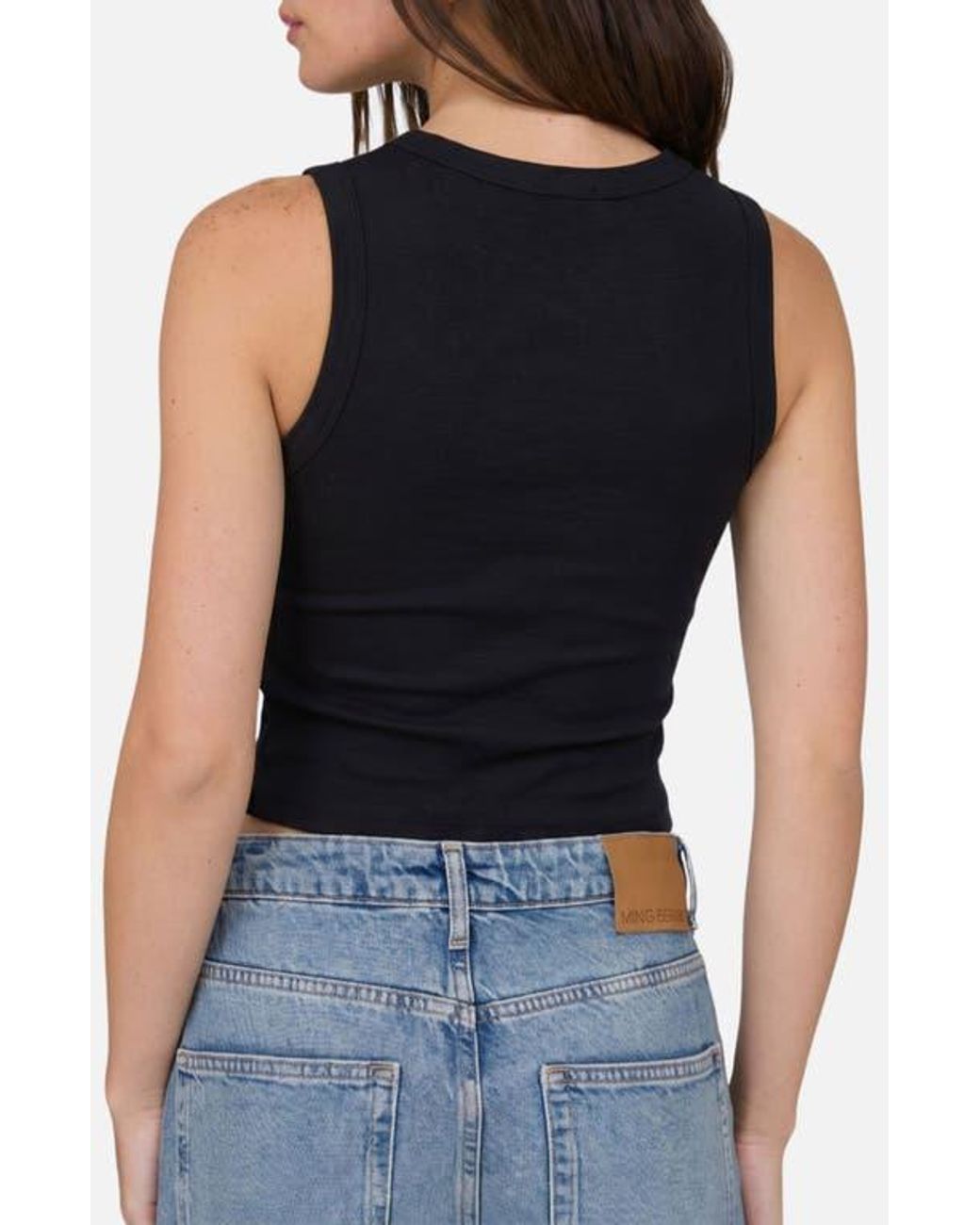 Blu Pepper Blue Button Down Cotton Jersey Tank