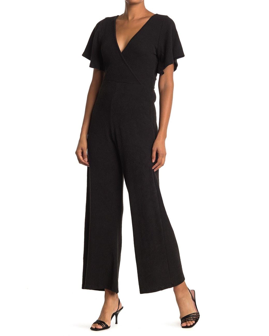 Velvet Torch Ribbed Knit Tie Back Jumpsuit In Black At Nordstrom