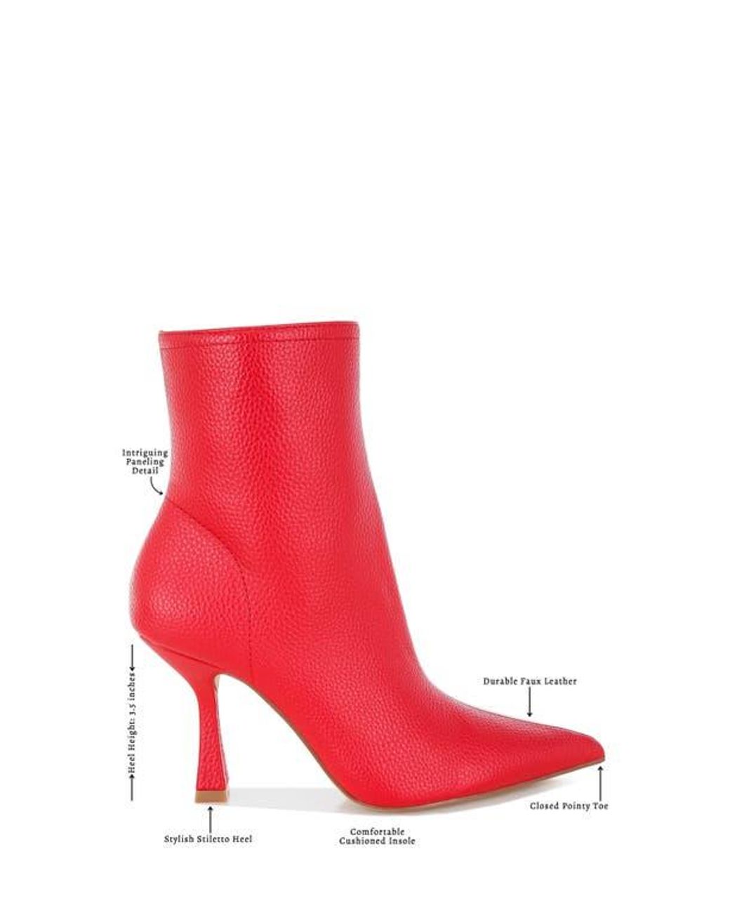 Rag & Co Red Farnak Pointed Toe Bootie