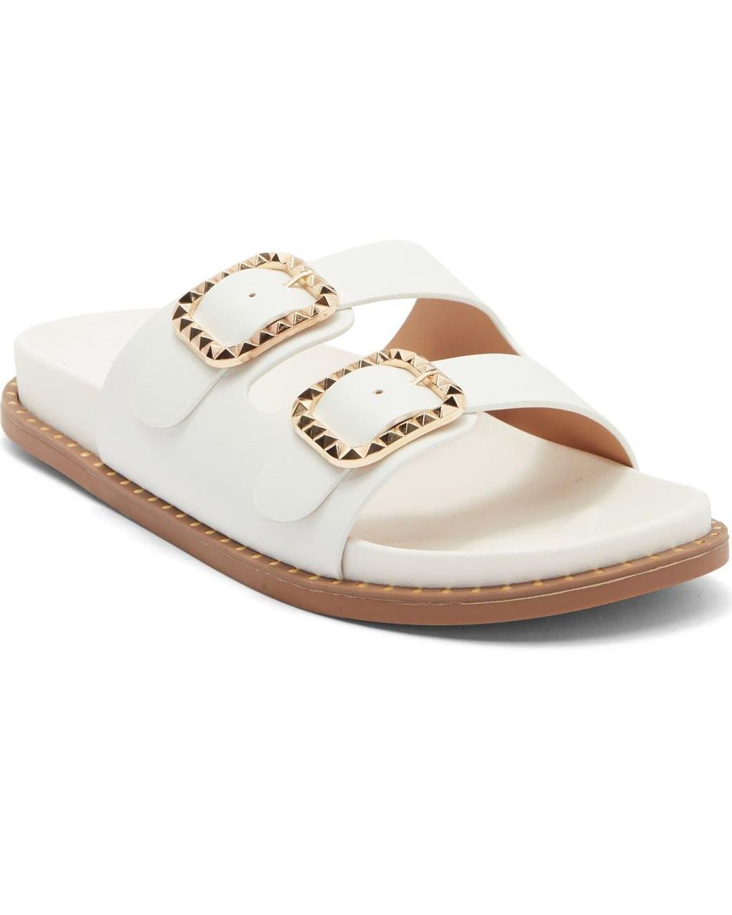 Top Moda White Sailor Double Strap Slide Sandal