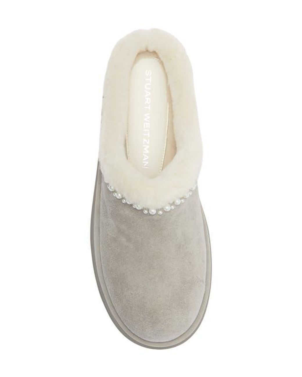 Stuart Weitzman Gray Nellie Genuine Shearling Platform Clog