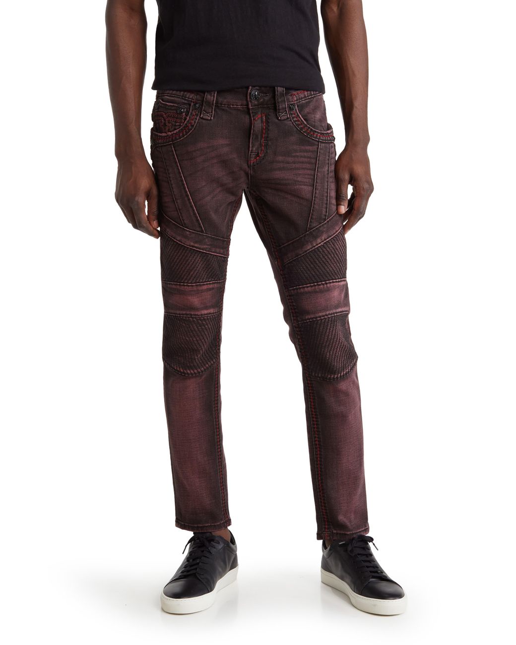 Rock Revival Biker Skinny Jeans in Black for Men Lyst