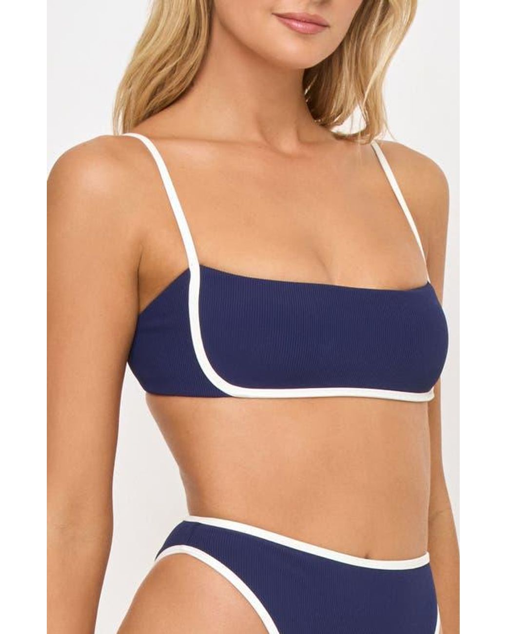 LSPACE Blue Hazel Ribbed Bikini Top