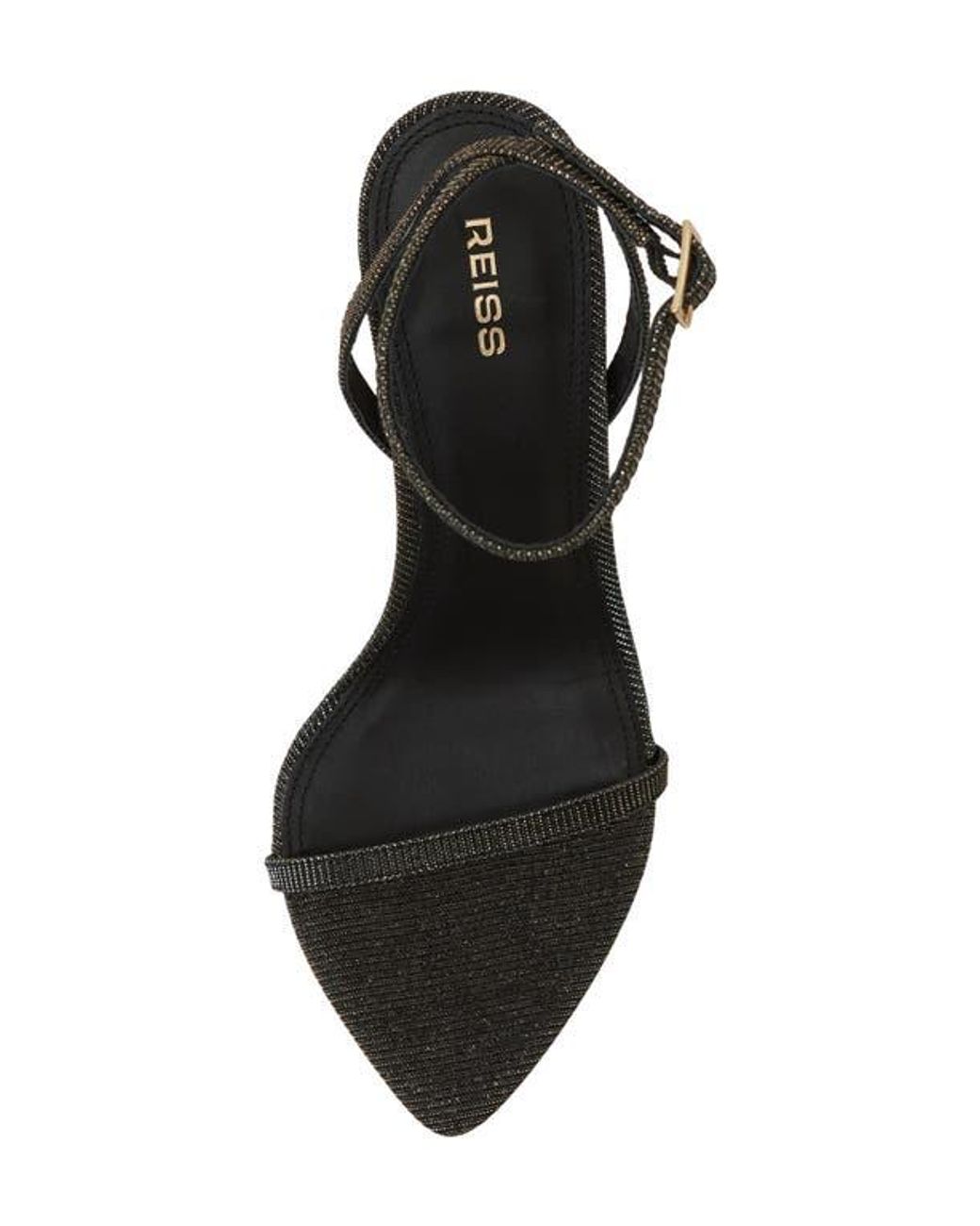 Reiss Black Ankle Strap Pointed Toe Sandal