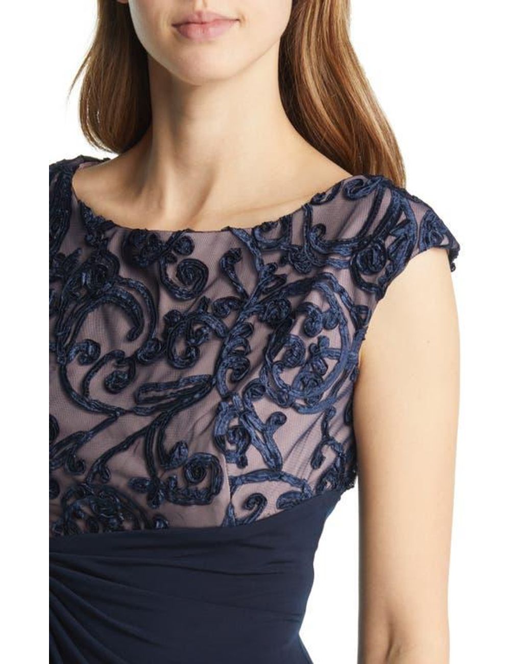 Connected Apparel Embellished Cocktail Dress in Blue | Lyst