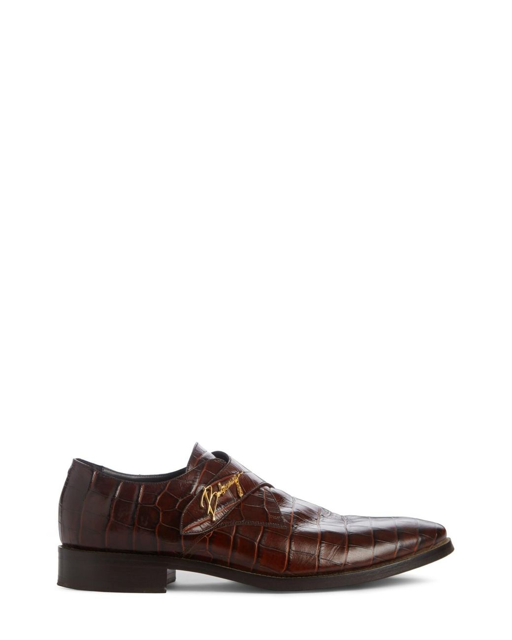 Balenciaga Crocodile Effect Leather Derby Shoes in Brown for Men