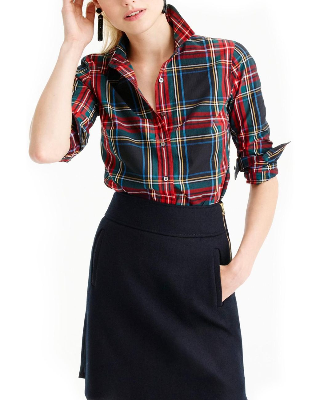 j crew plaid tunic