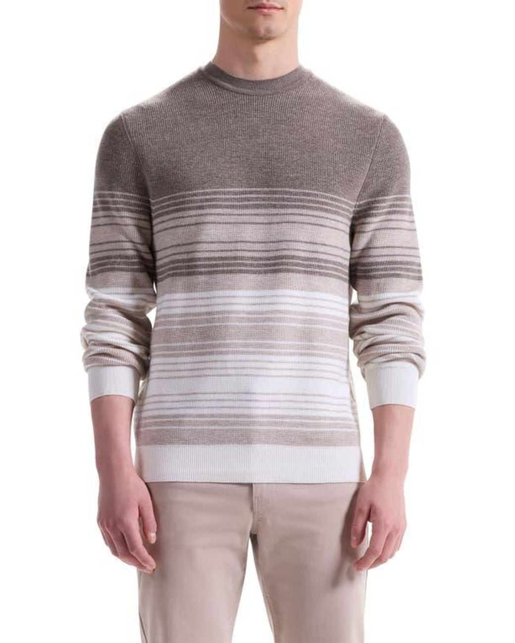 Bugatchi Purple Gradient Stripe Merino Wool Sweater for men